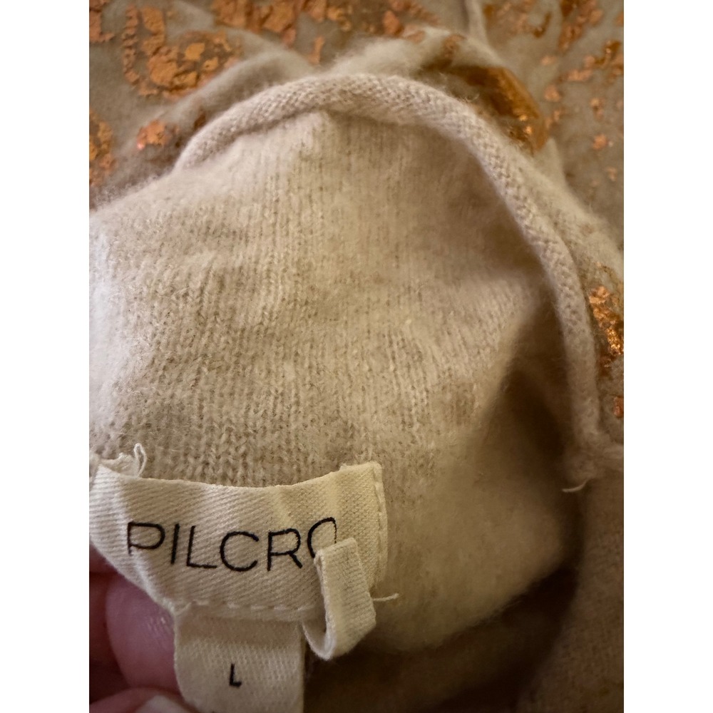 Anthropologie Pilcro The Alani Cashmere Mock Neck Sweater Women Large Metallic - Picture 8 of 13